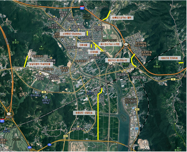 광양읍 주요 간선도로와 소방도로(소로) 개설 계획